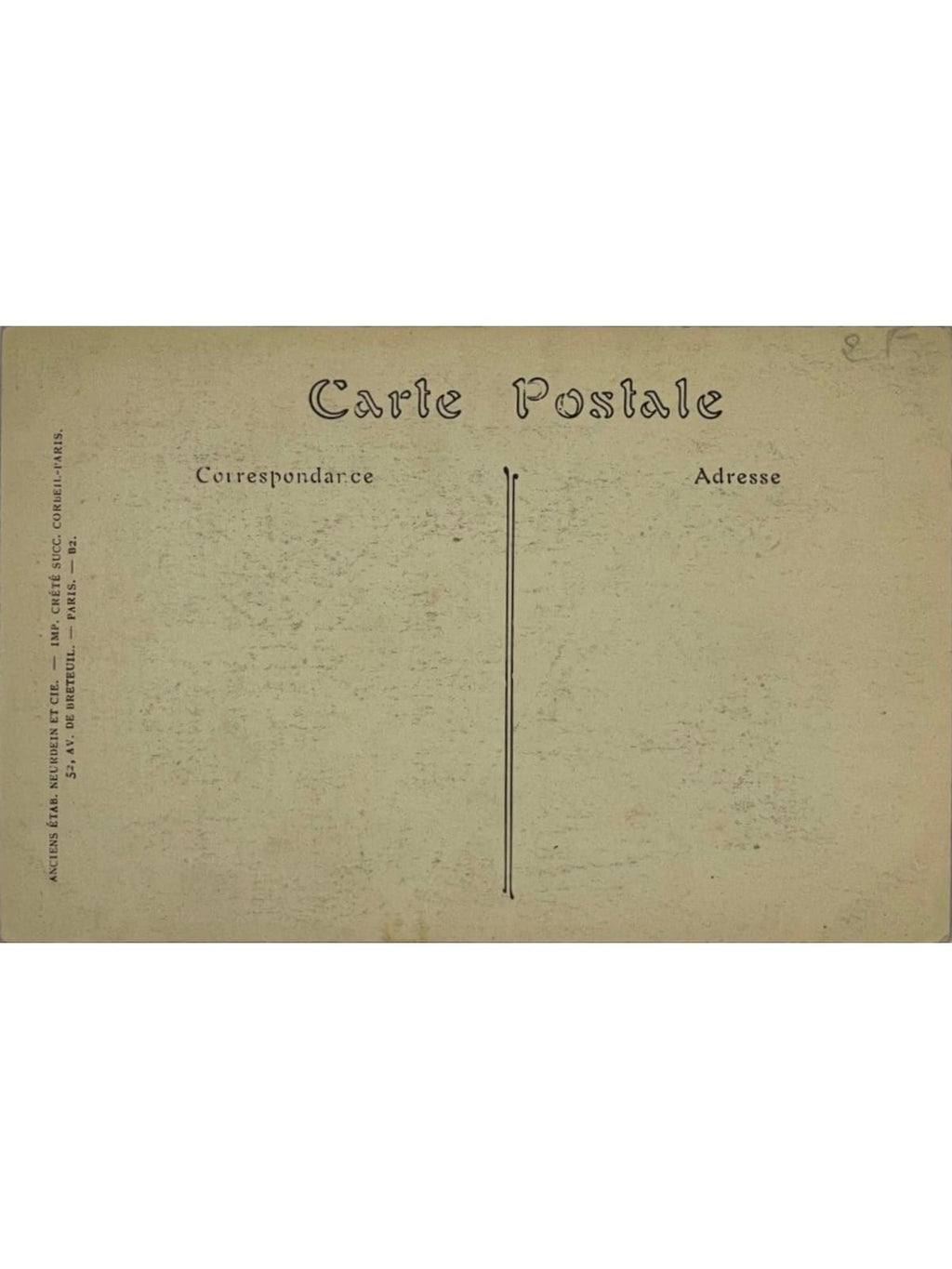 Verso de la carte postale