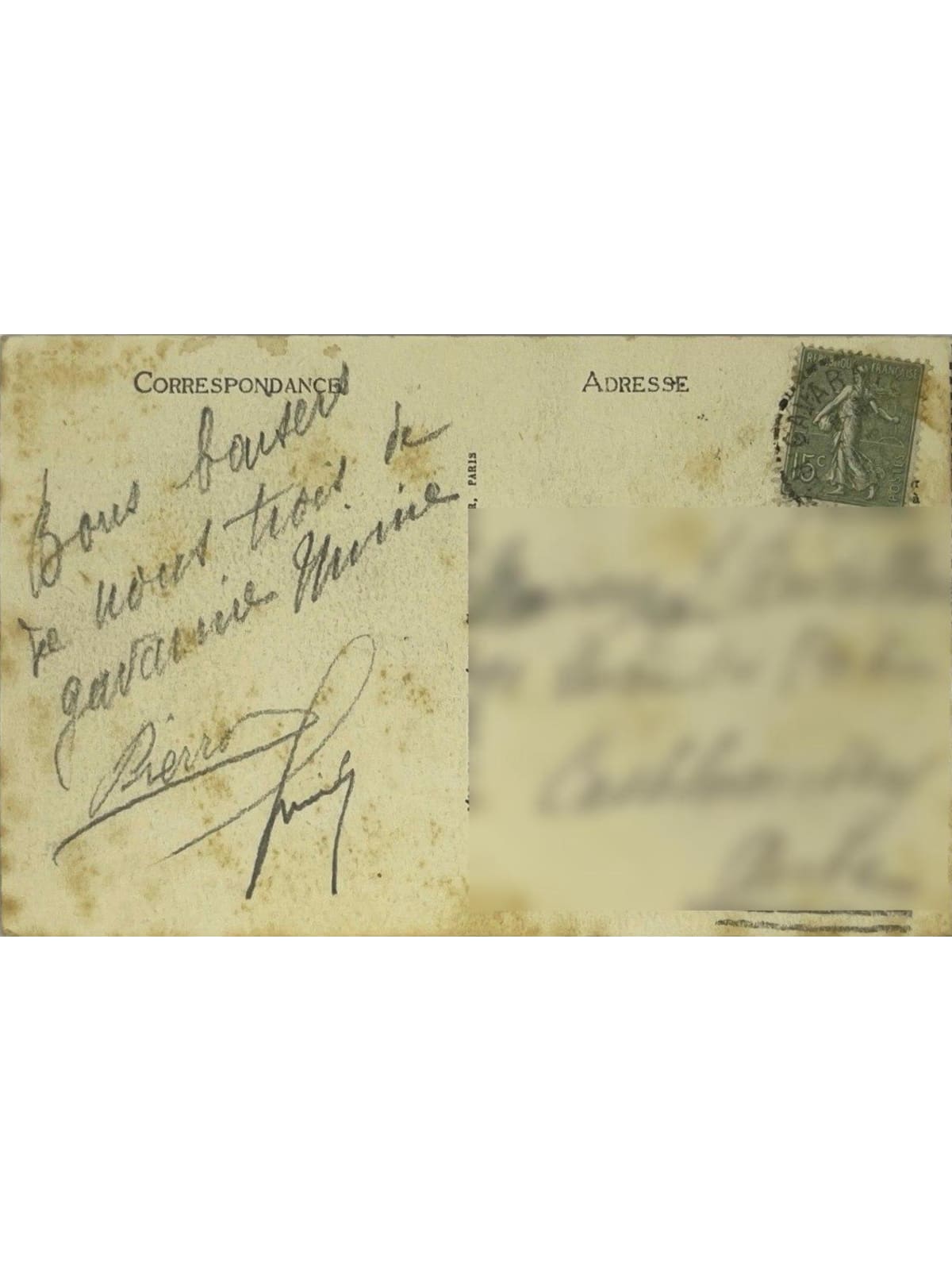 Verso de la carte postale