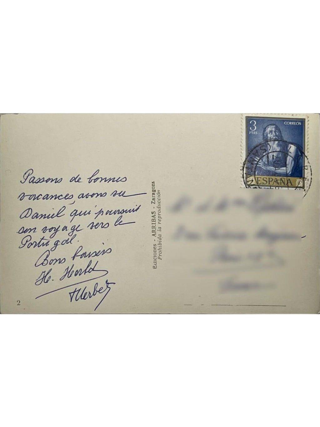 Verso de la carte postale