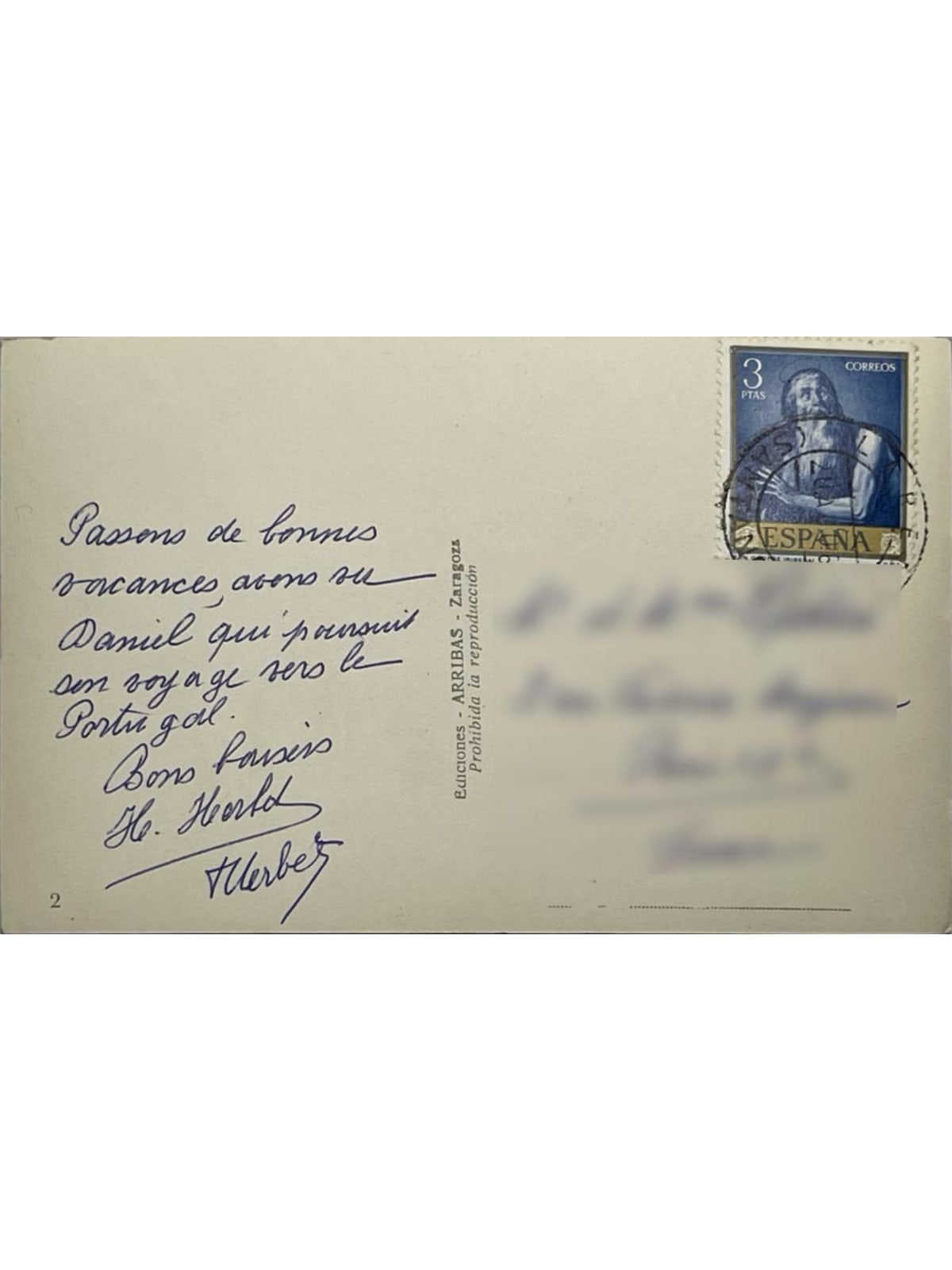 Verso de la carte postale
