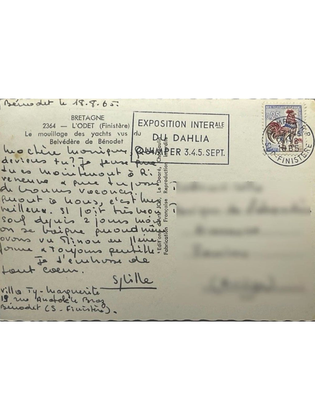 Verso de la carte postale