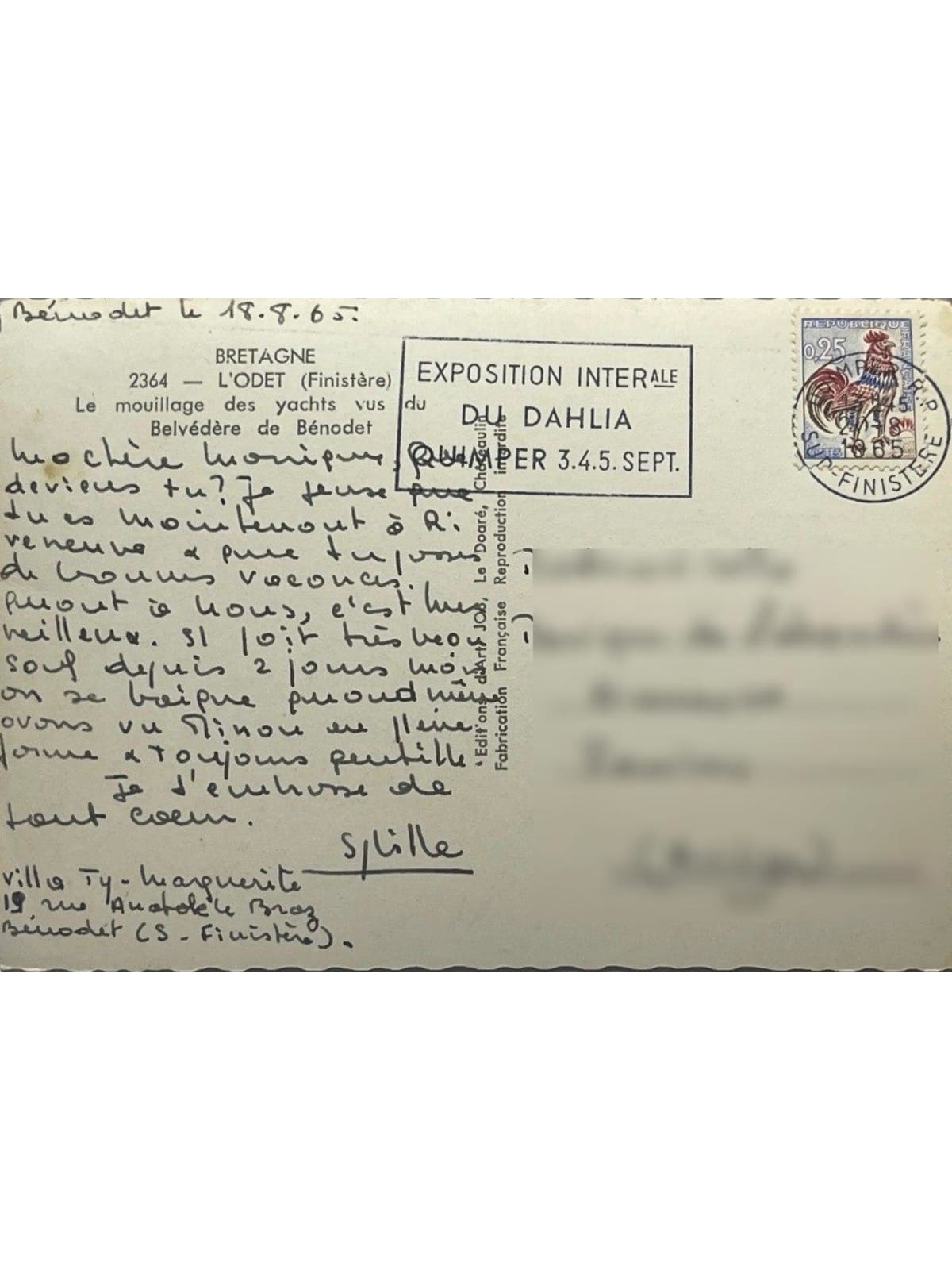 Verso de la carte postale
