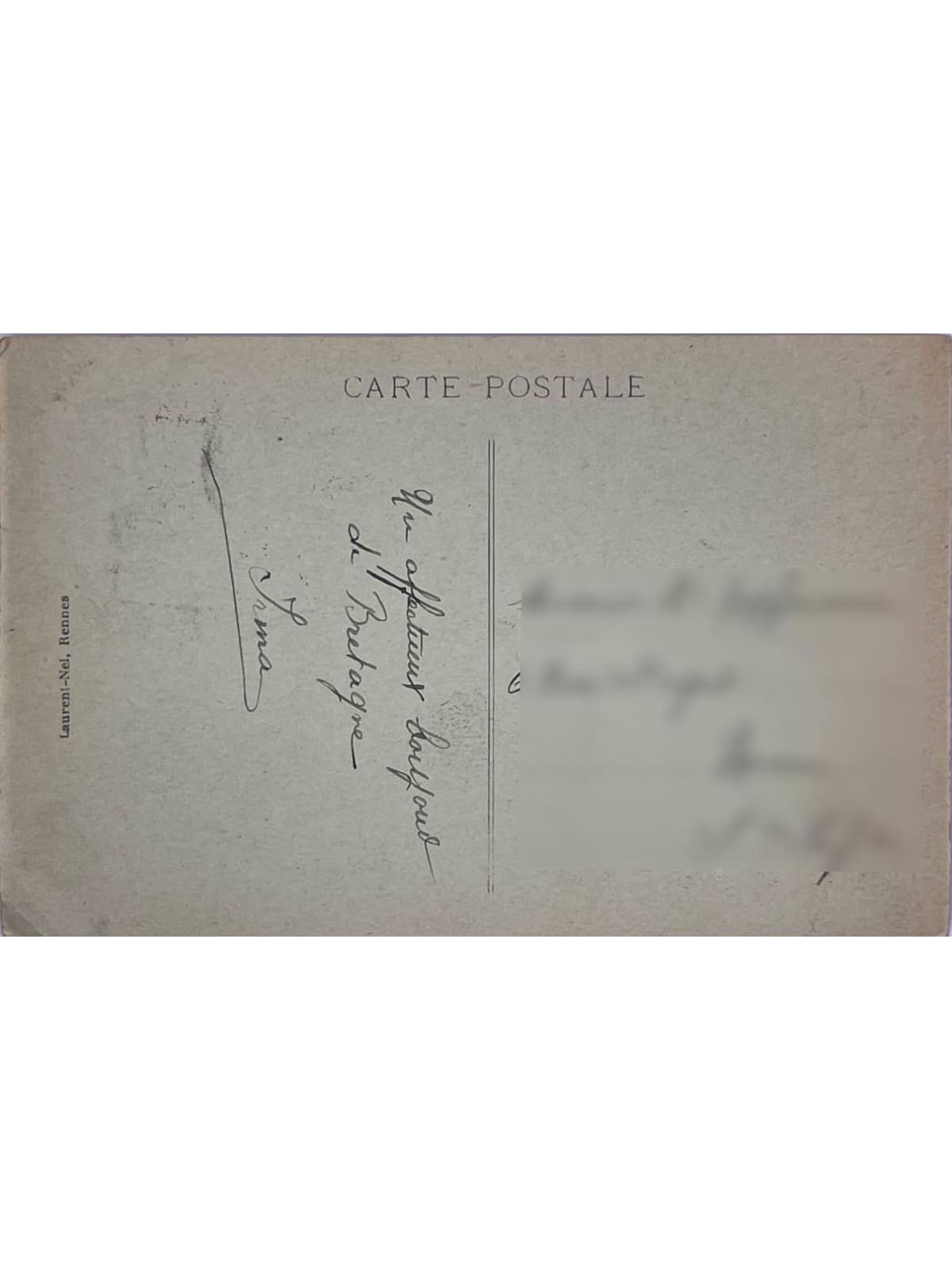 Verso de la carte postale