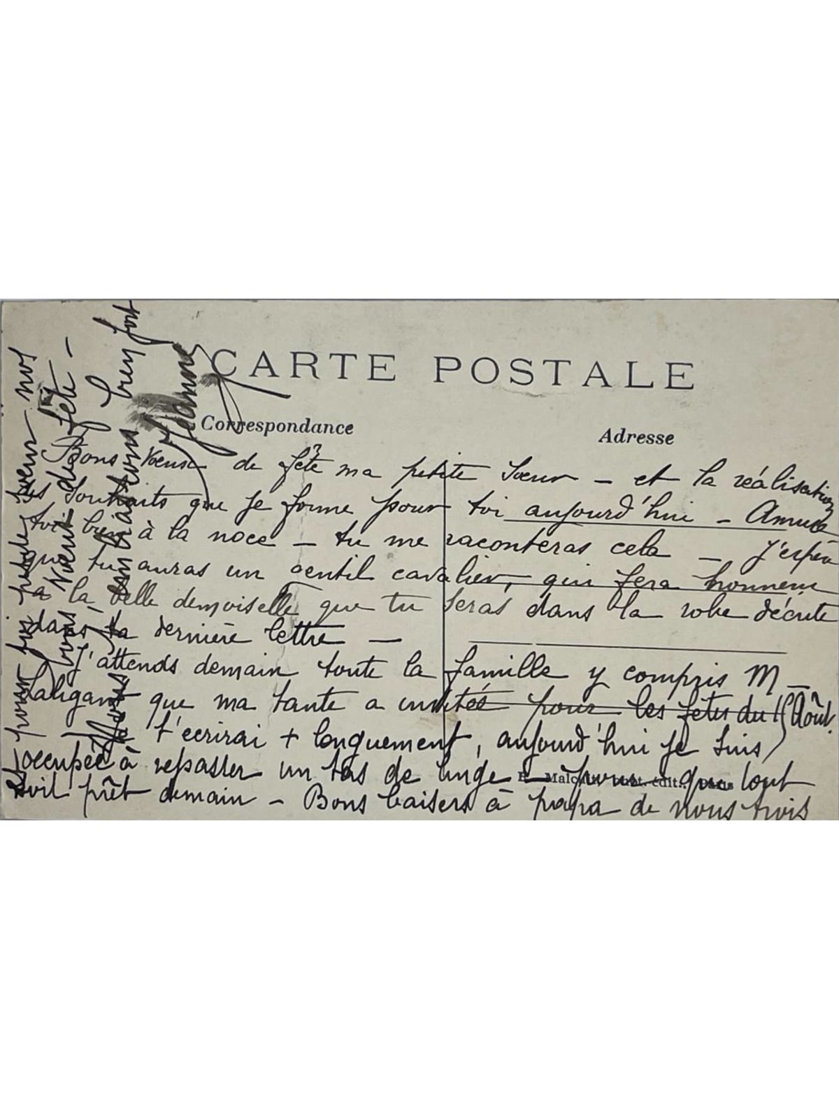 Verso de la carte postale