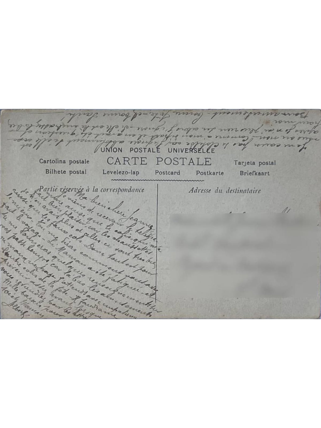 Verso de la carte postale