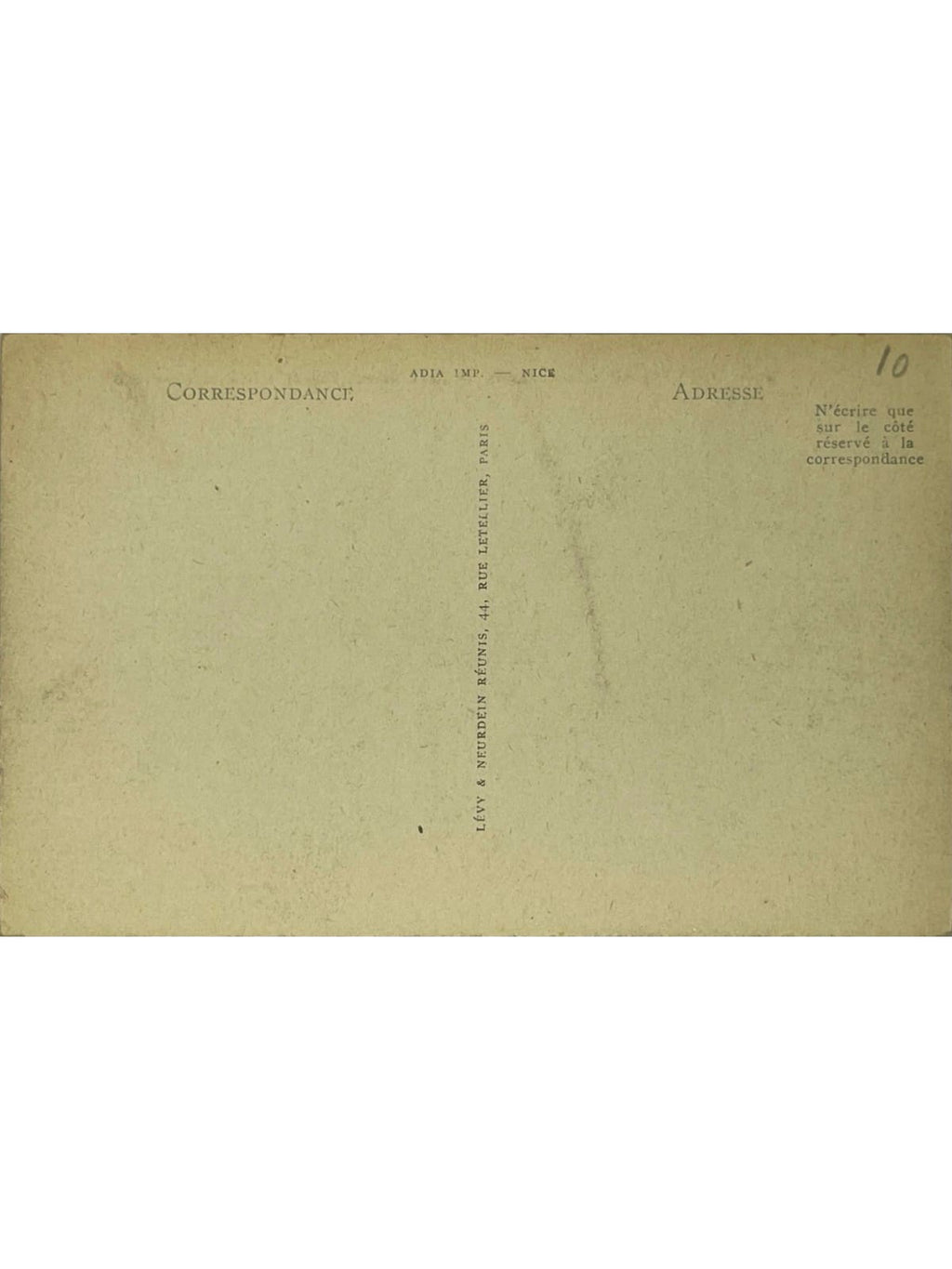 Verso de la carte postale