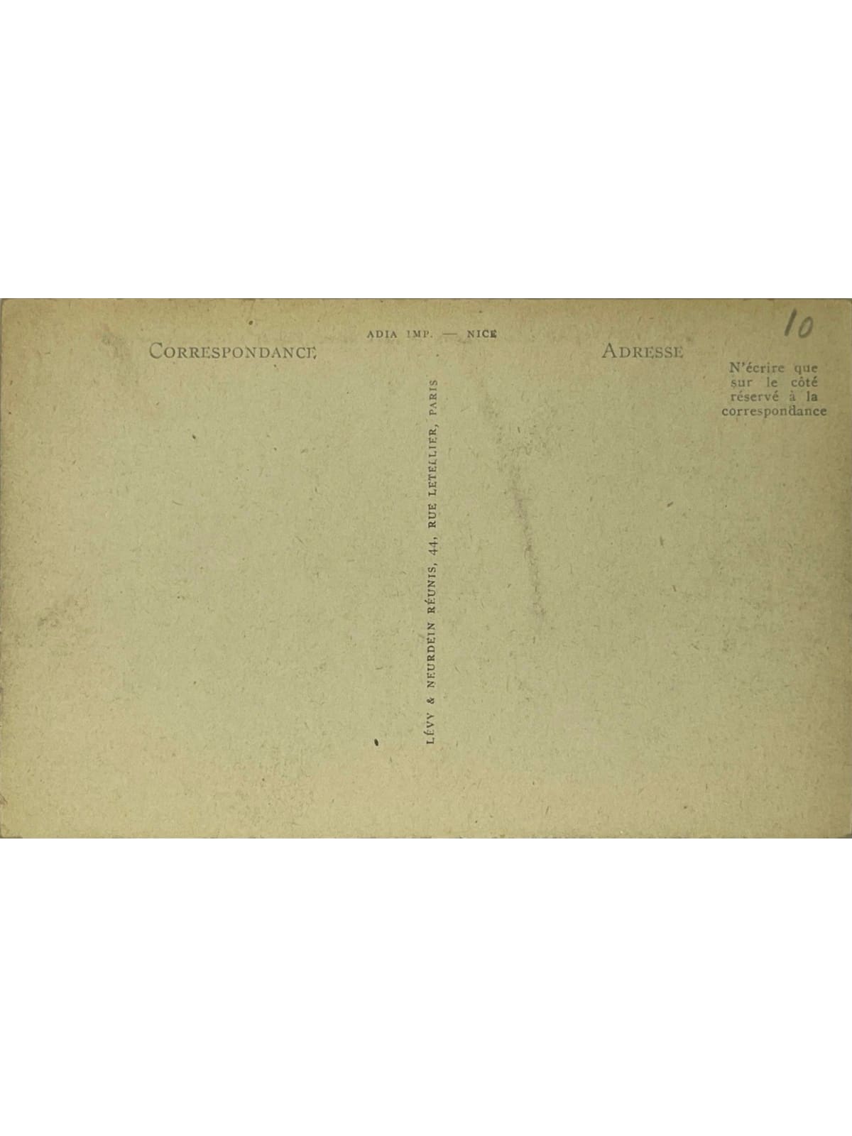 Verso de la carte postale