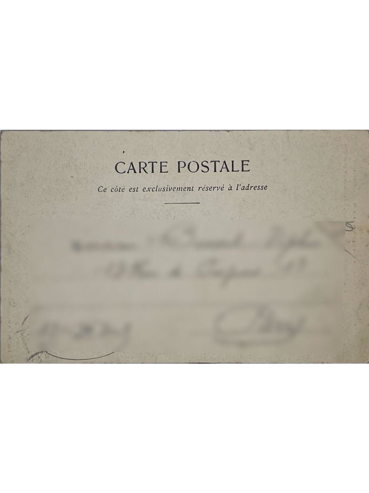 Verso de la carte postale