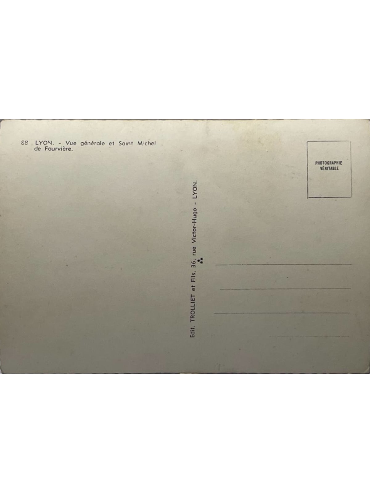 Verso de la carte postale