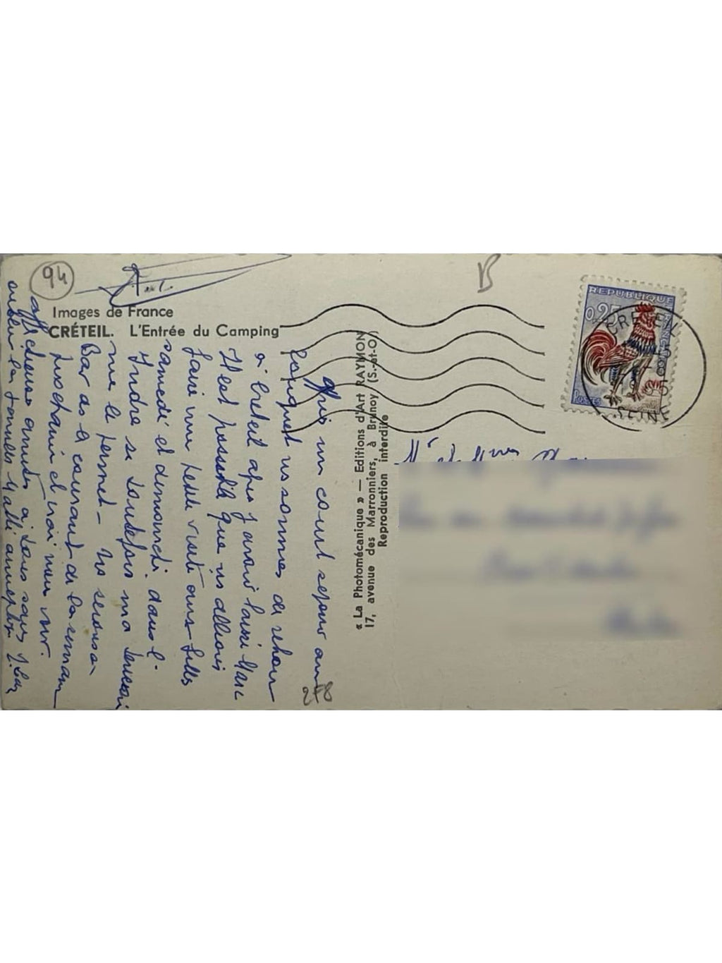 Verso de la carte postale