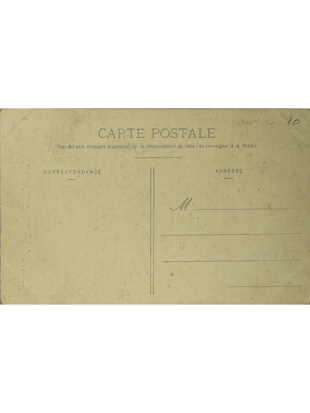 Verso de la carte postale