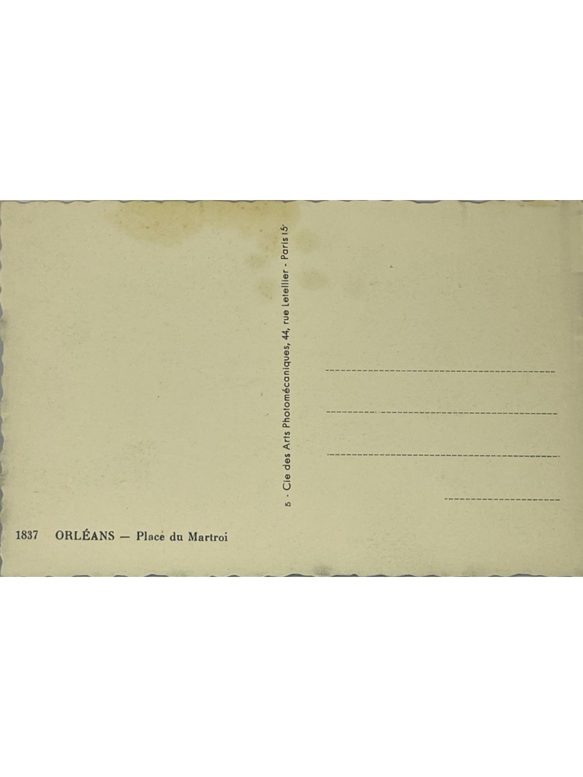 Verso de la carte postale