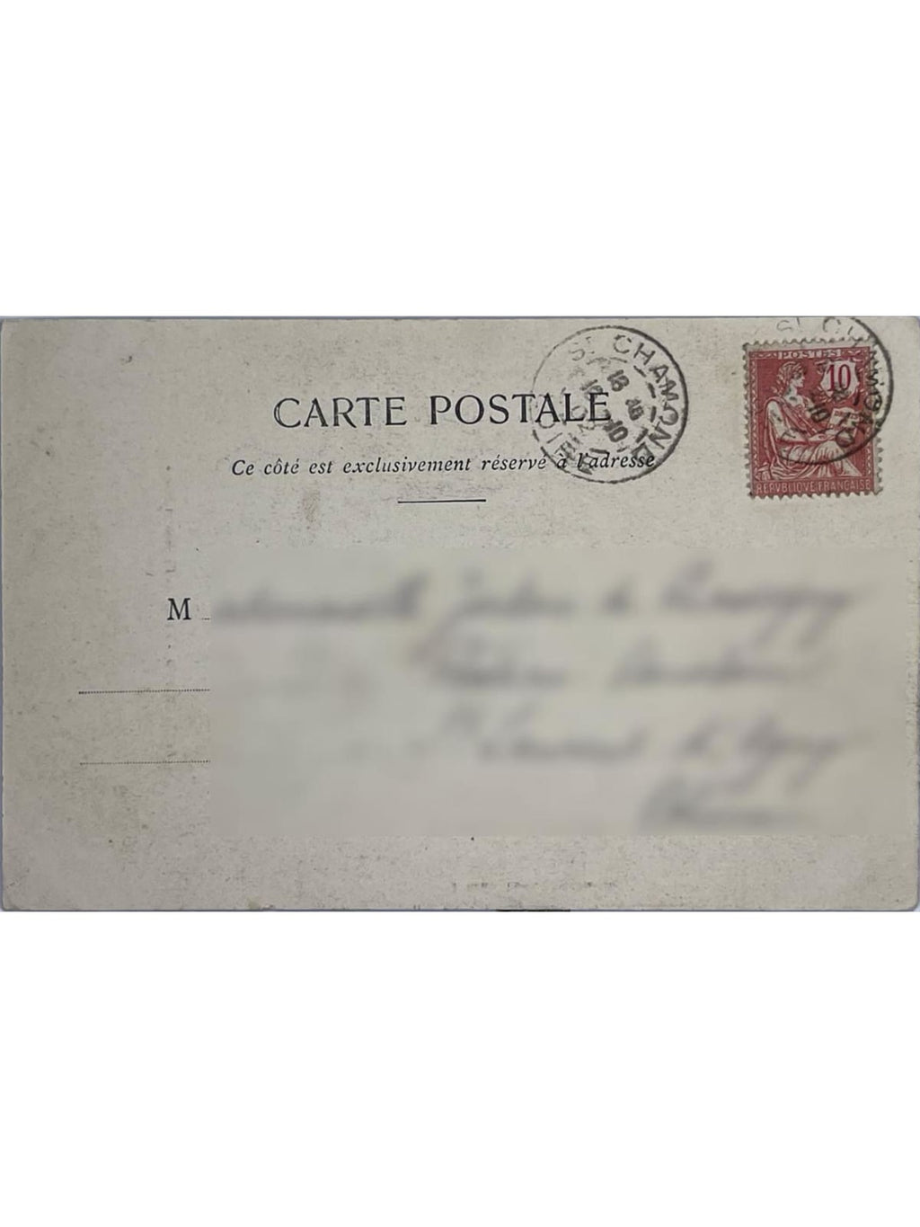 Verso de la carte postale