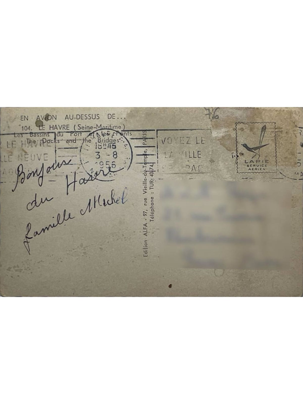 Verso de la carte postale