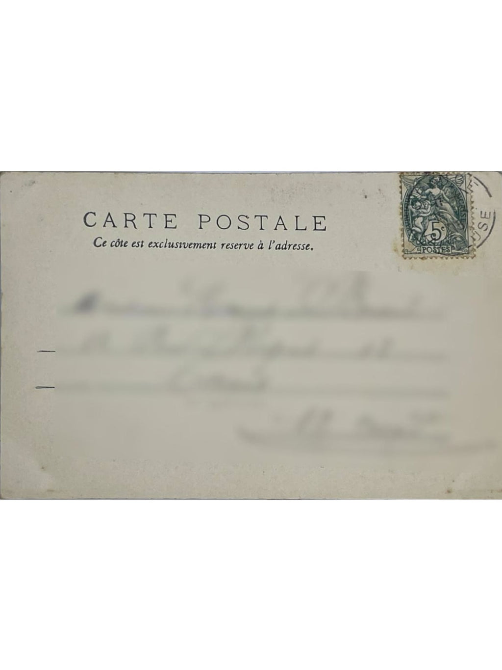 Verso de la carte postale