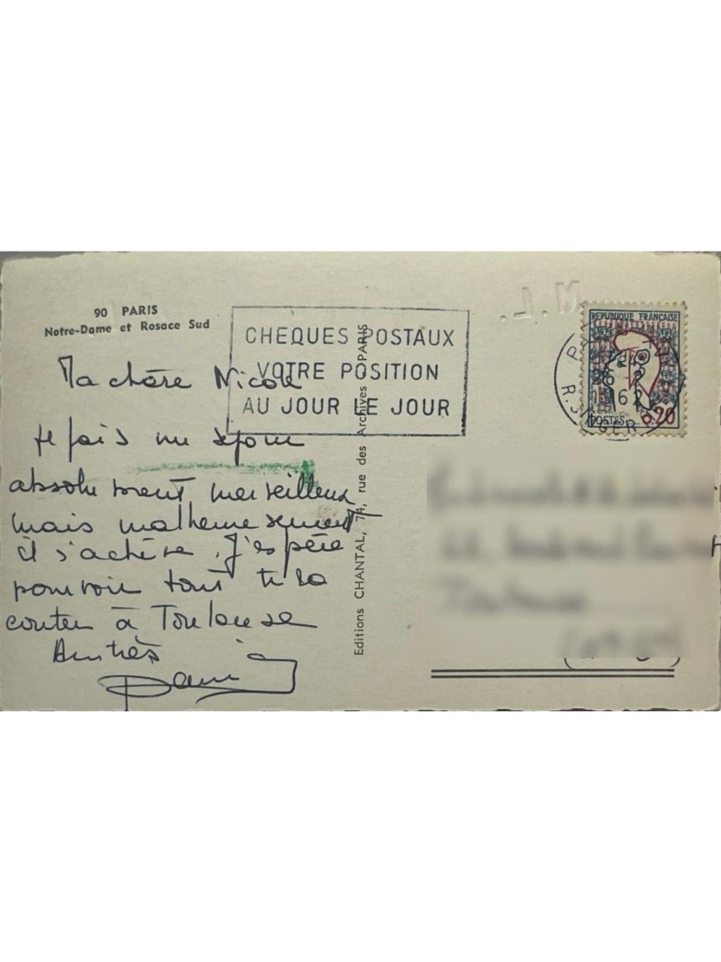 Verso de la carte postale