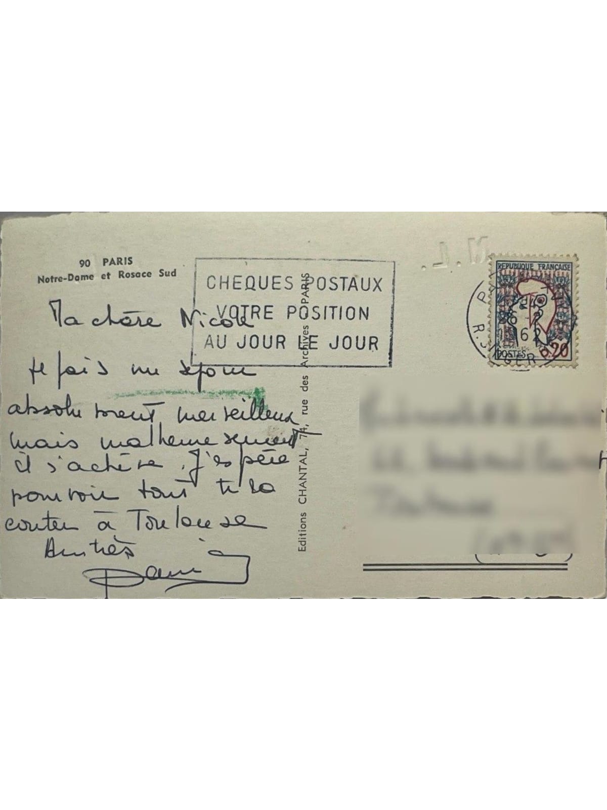 Verso de la carte postale