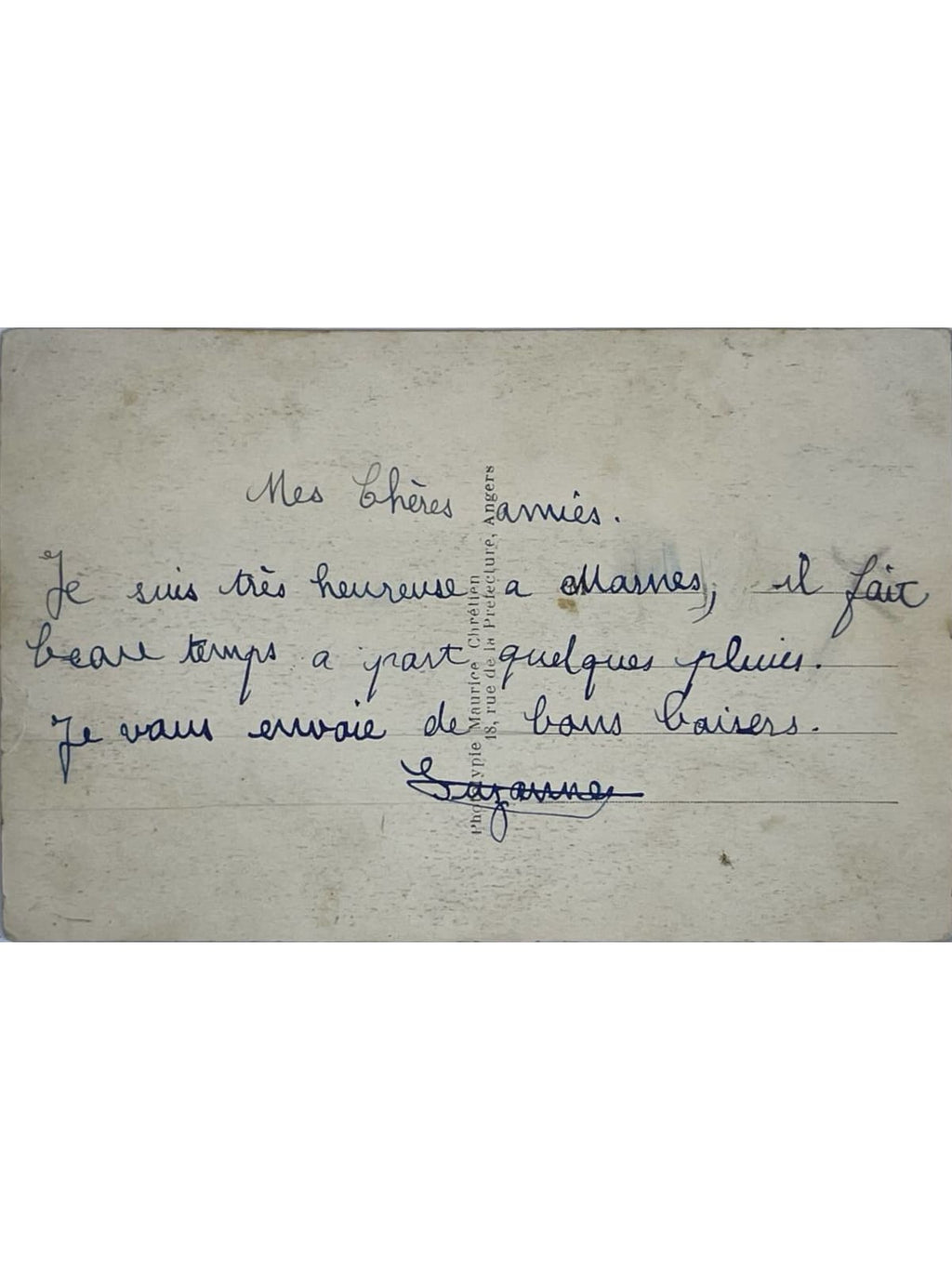 Verso de la carte postale