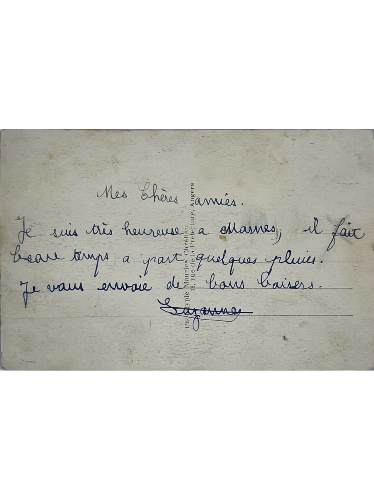 Verso de la carte postale