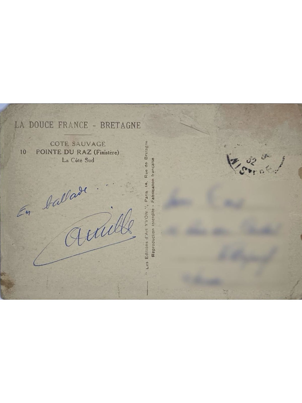 Verso de la carte postale