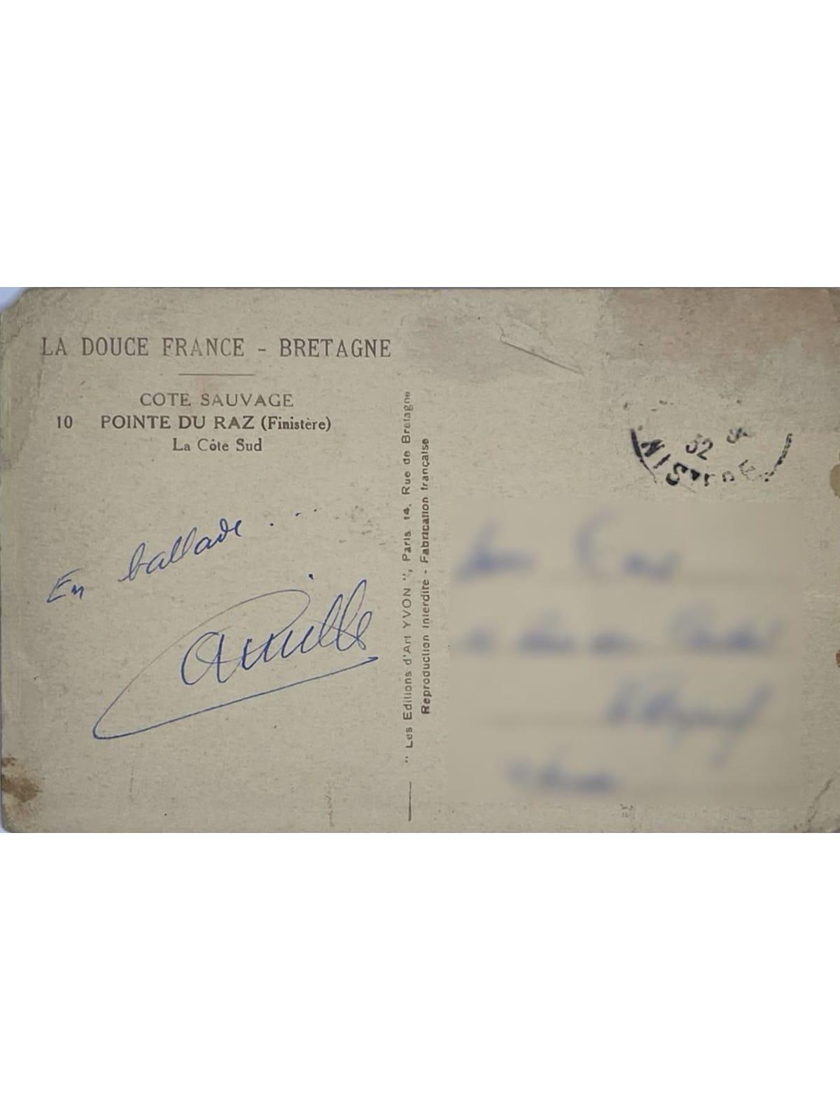Verso de la carte postale