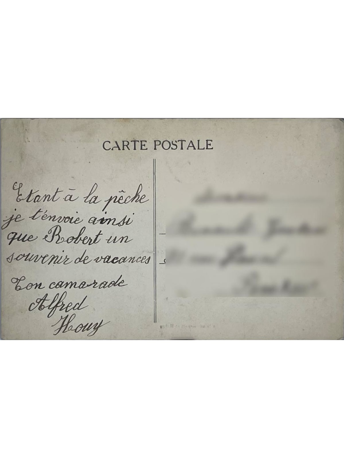 Verso de la carte postale