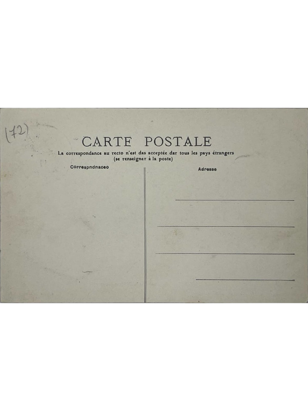 Verso de la carte postale