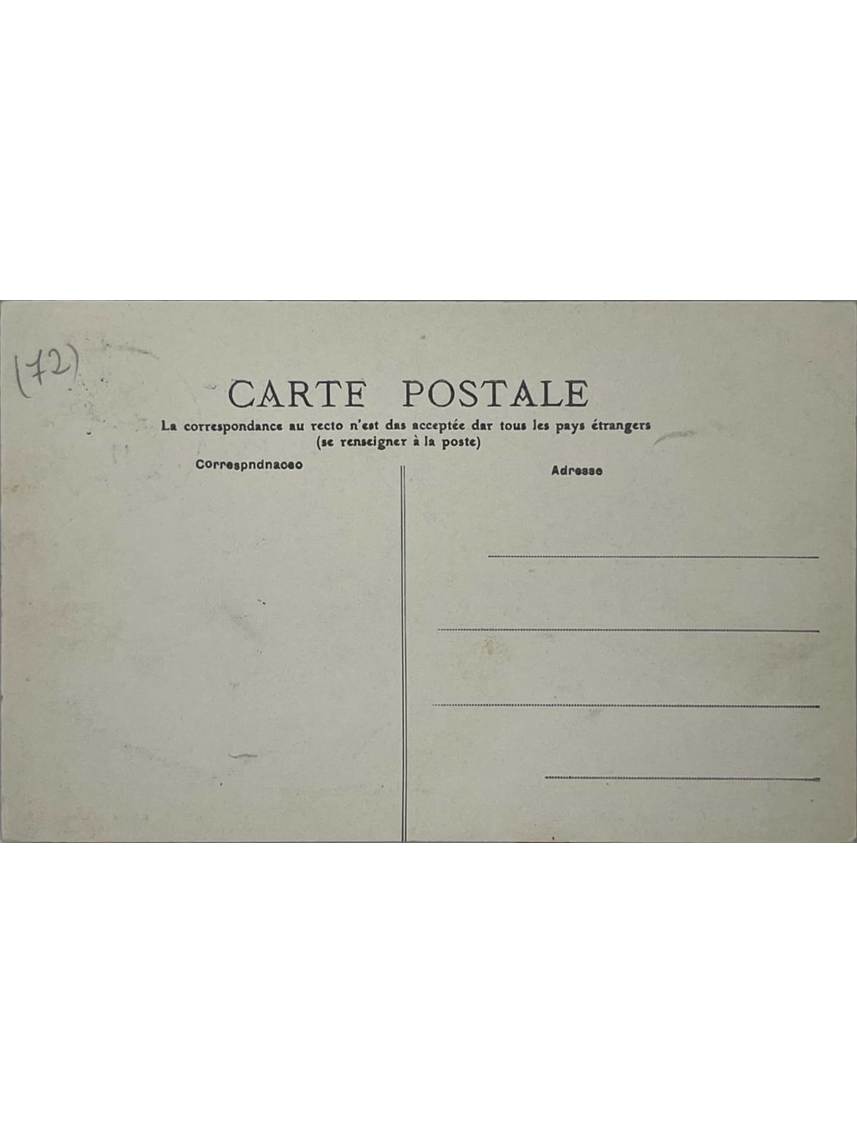 Verso de la carte postale