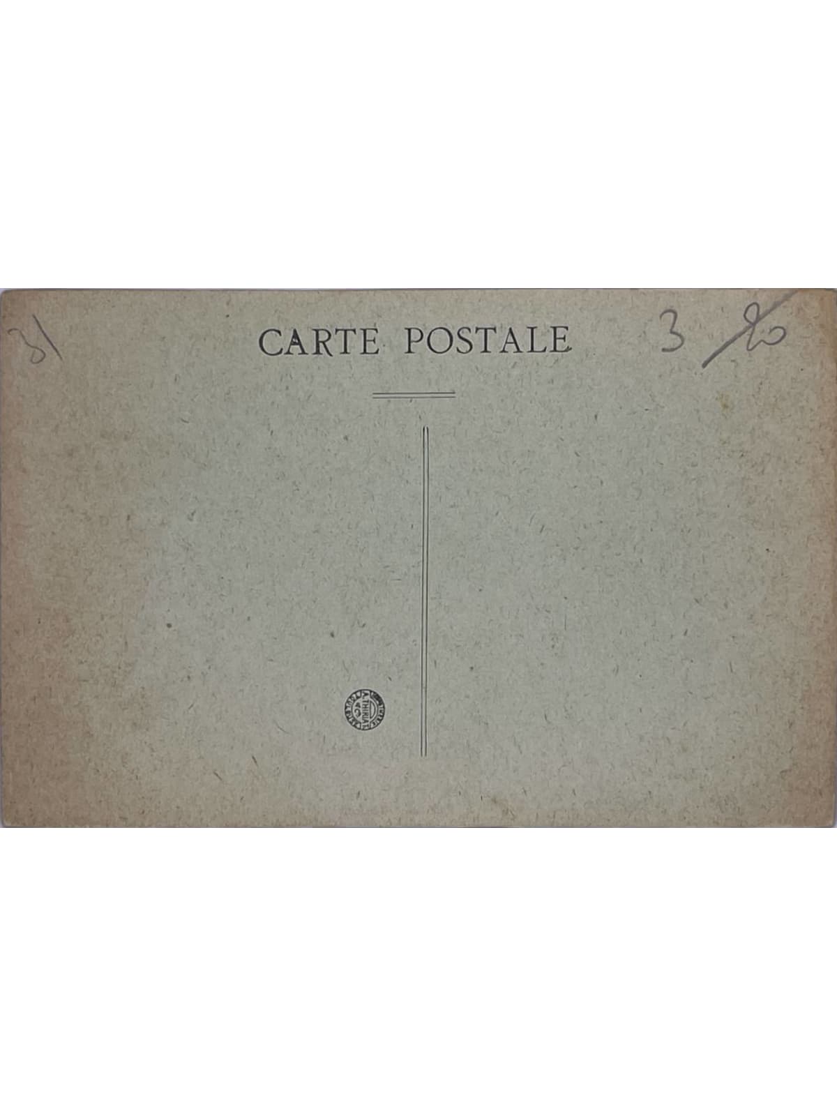 Verso de la carte postale