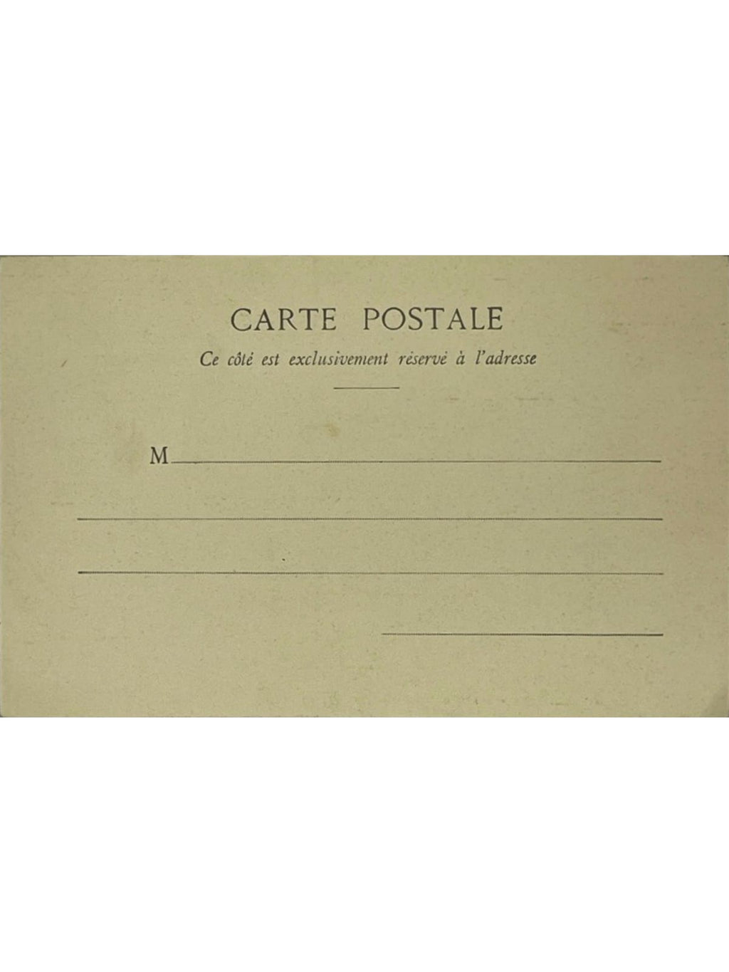 Verso de la carte postale