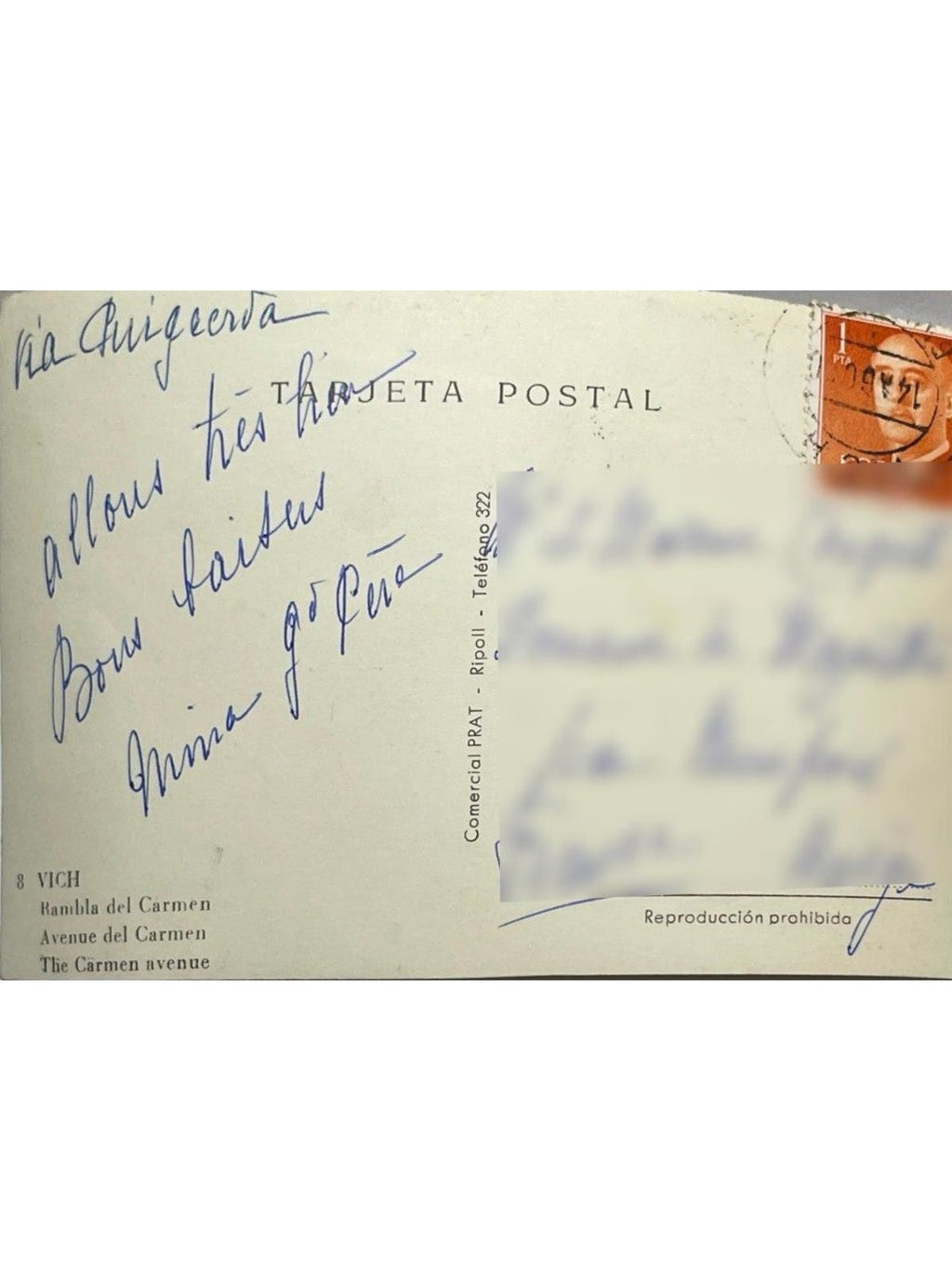Verso de la carte postale