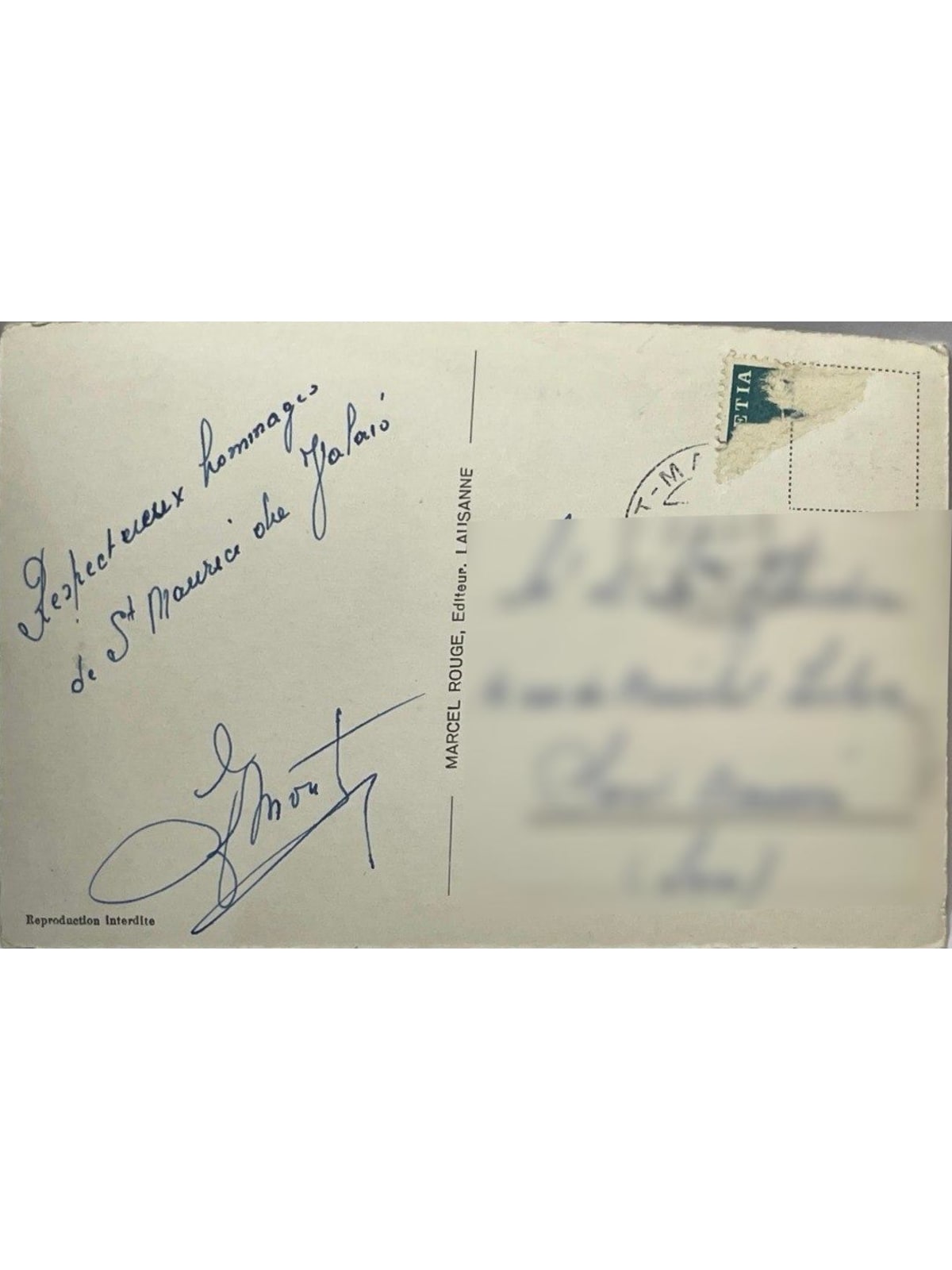 Verso de la carte postale