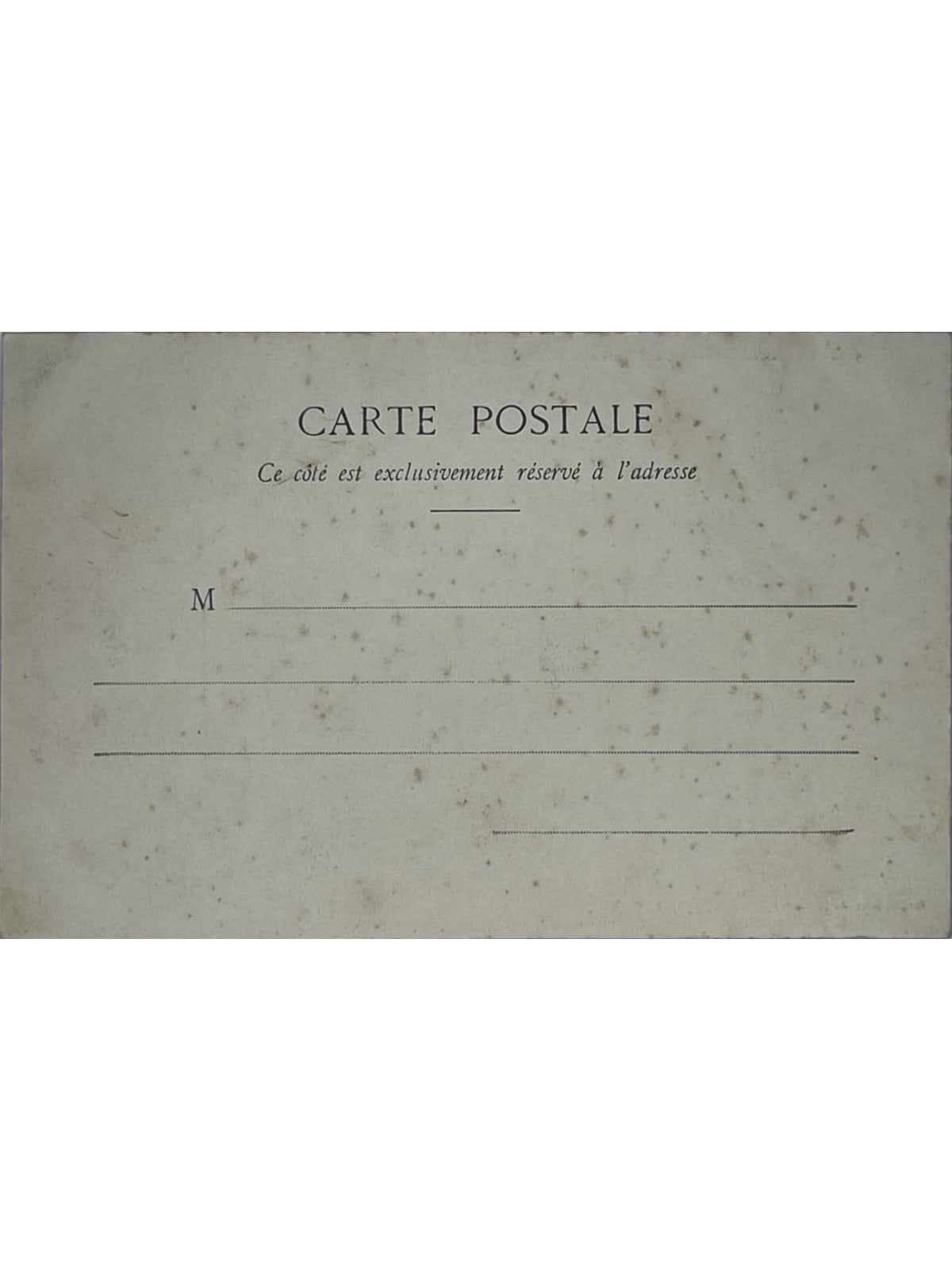 Verso de la carte postale