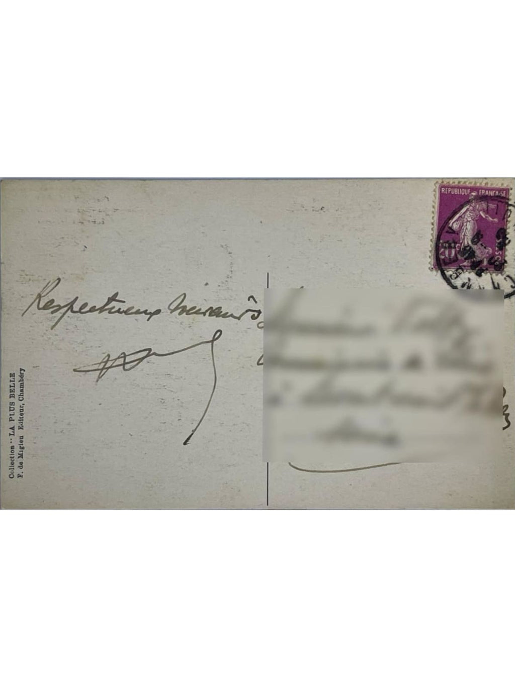Verso de la carte postale