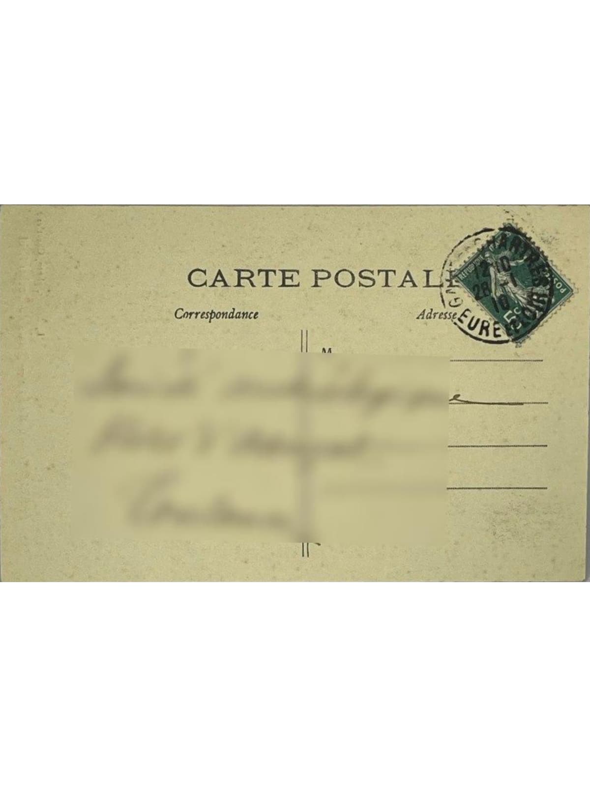 Verso de la carte postale