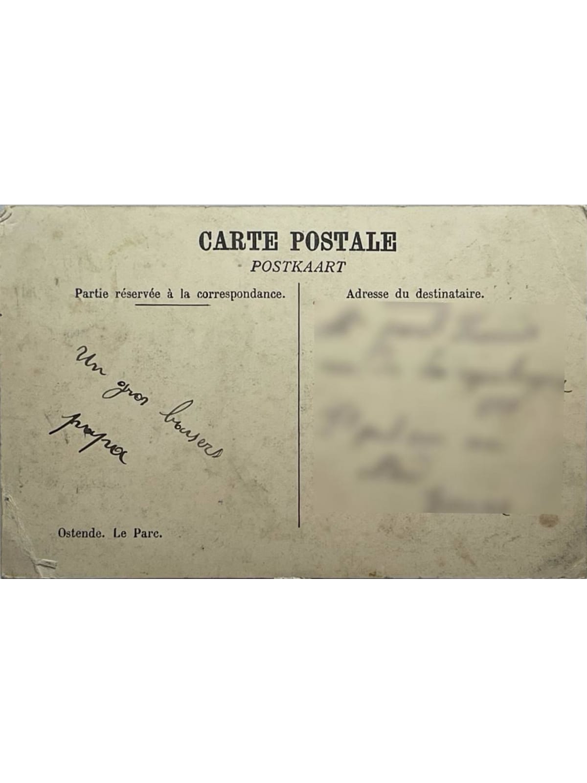 Verso de la carte postale