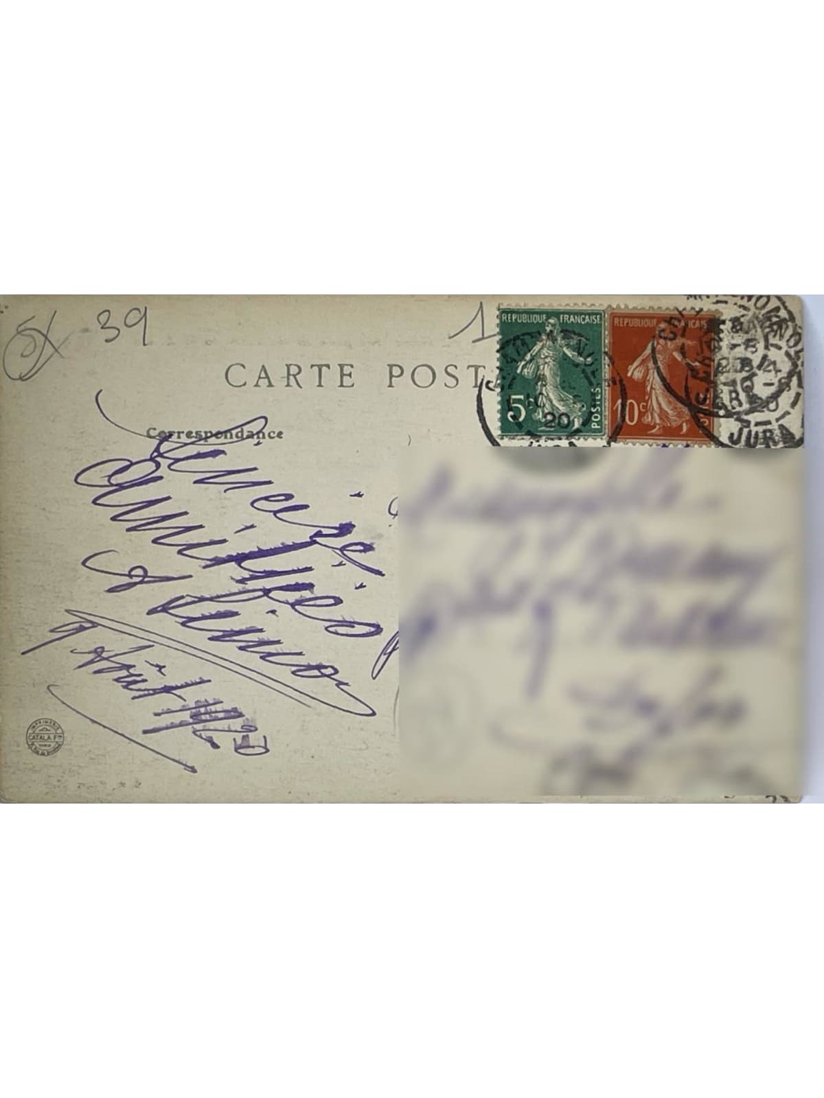 Verso de la carte postale