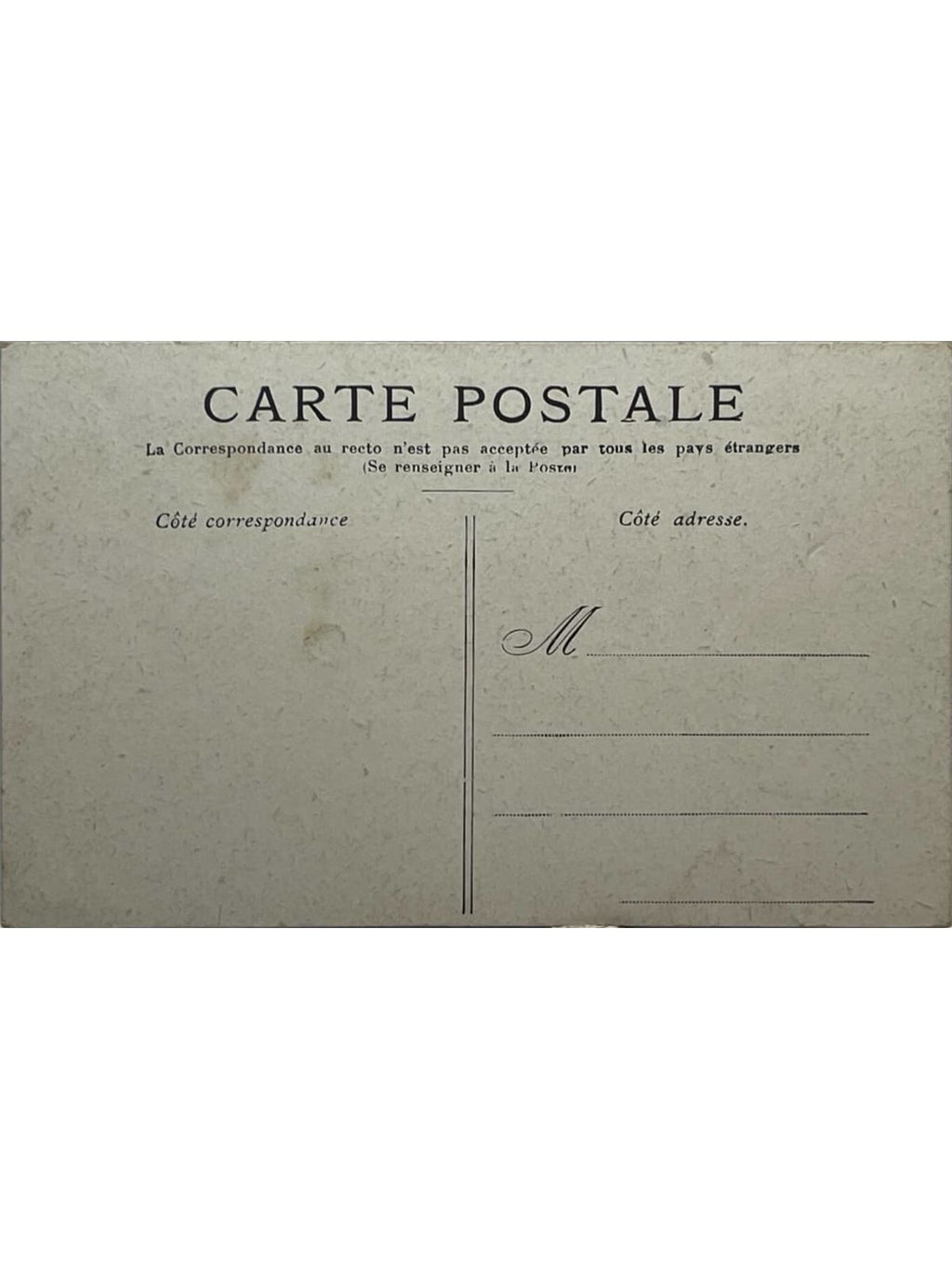 Verso de la carte postale