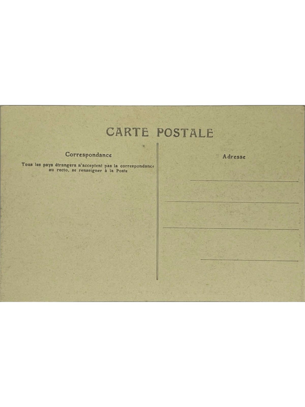 Verso de la carte postale
