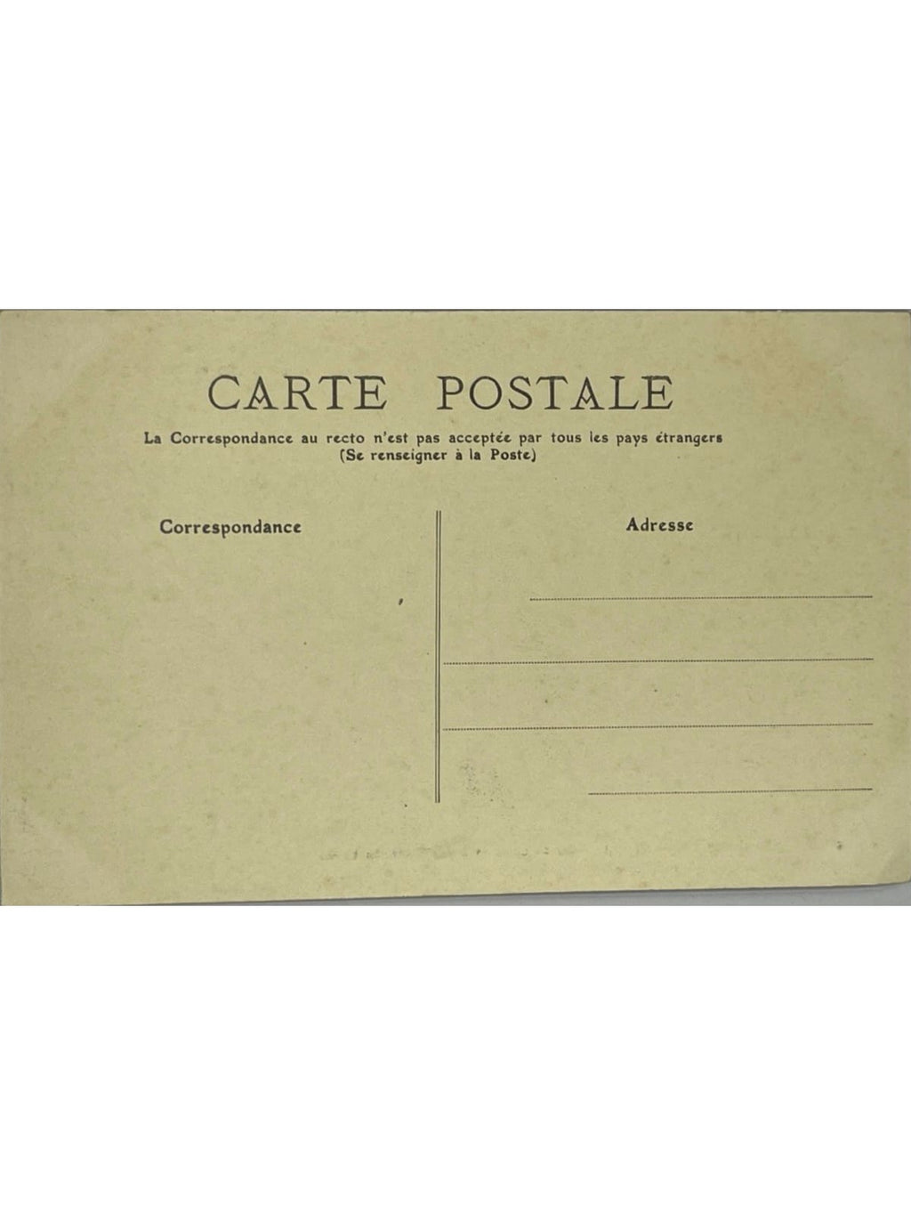 Verso de la carte postale