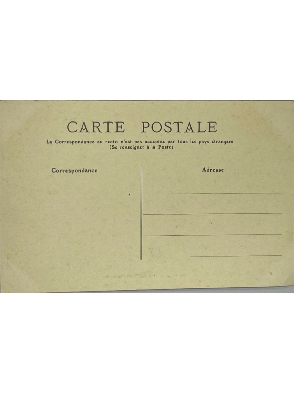 Verso de la carte postale