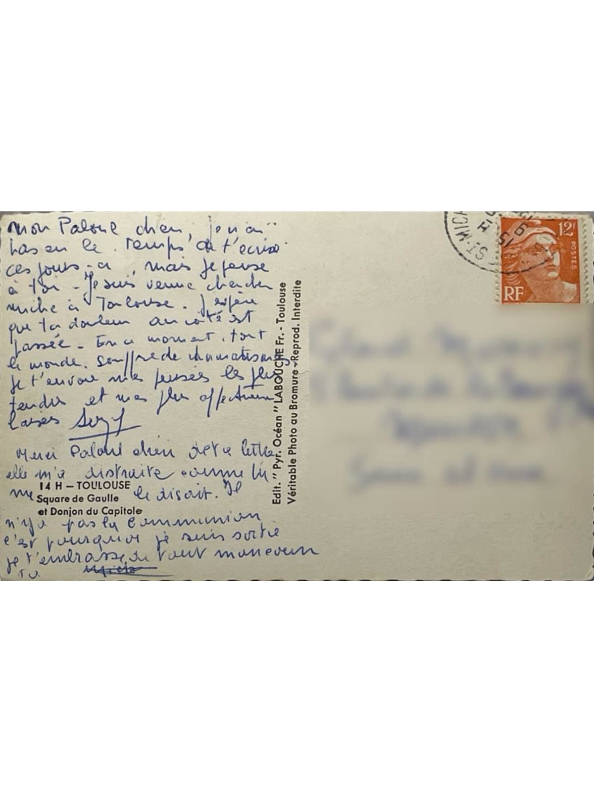 Verso de la carte postale