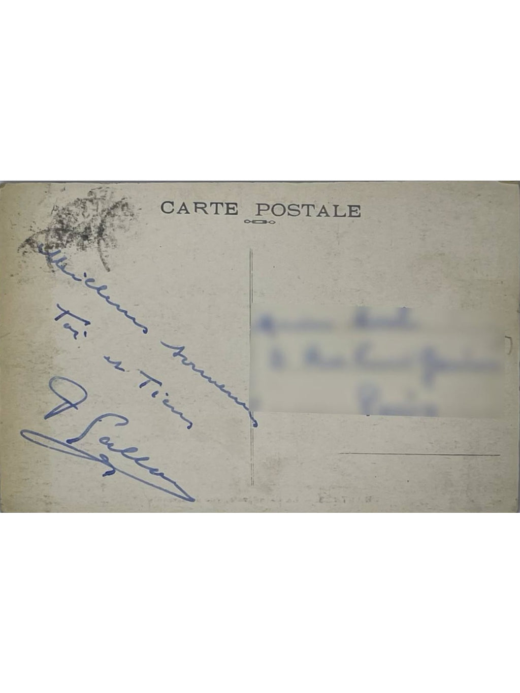 Verso de la carte postale