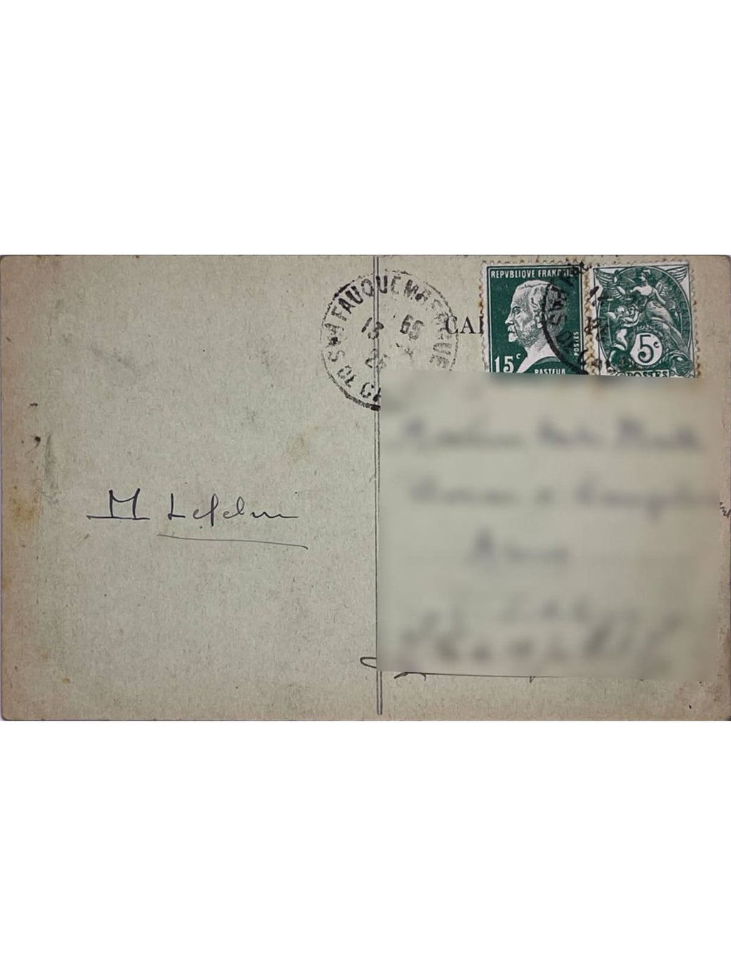 Verso de la carte postale