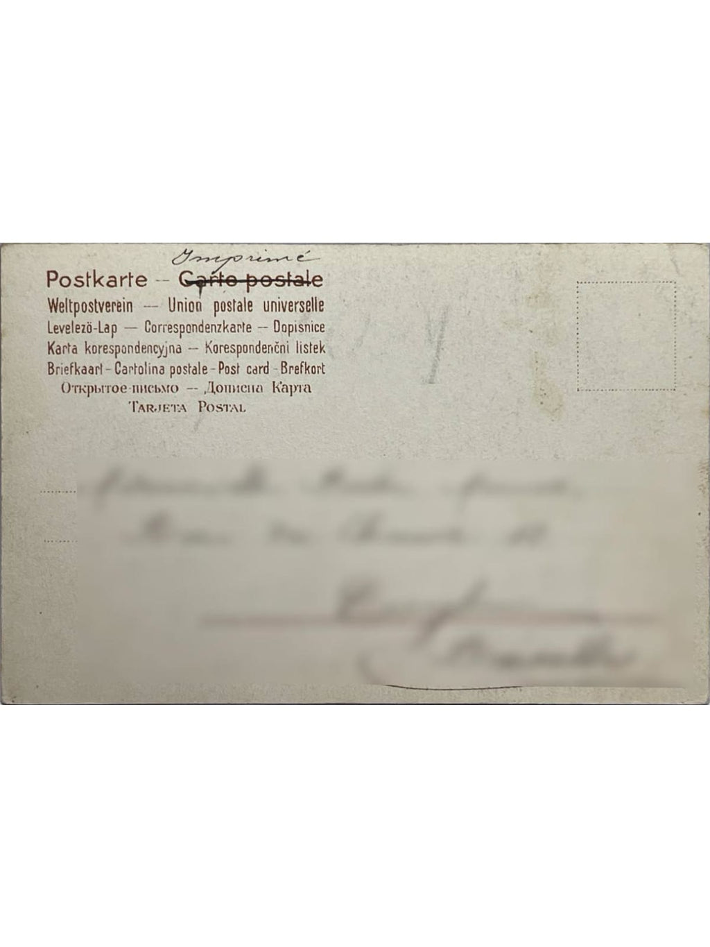 Verso de la carte postale