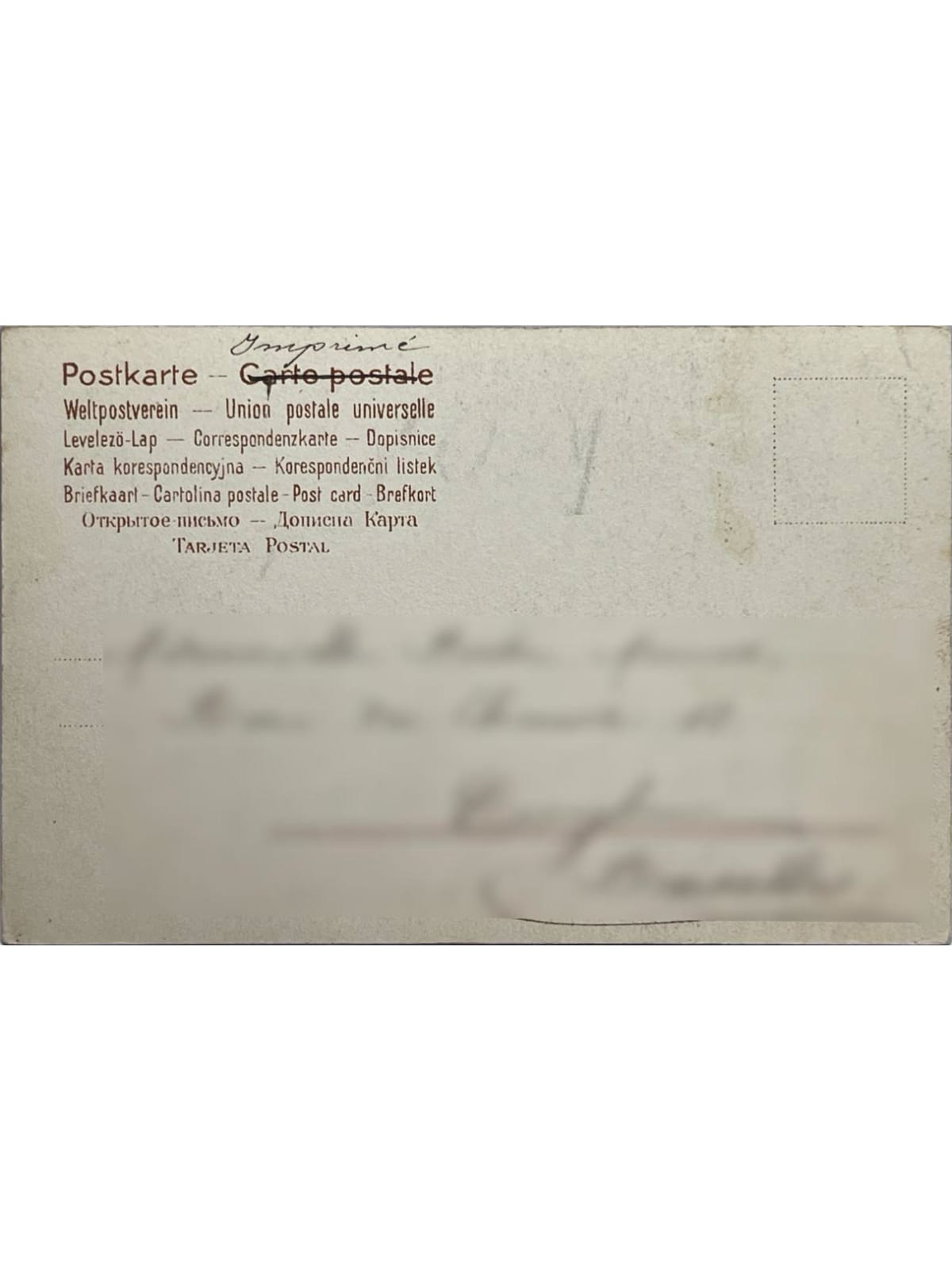 Verso de la carte postale