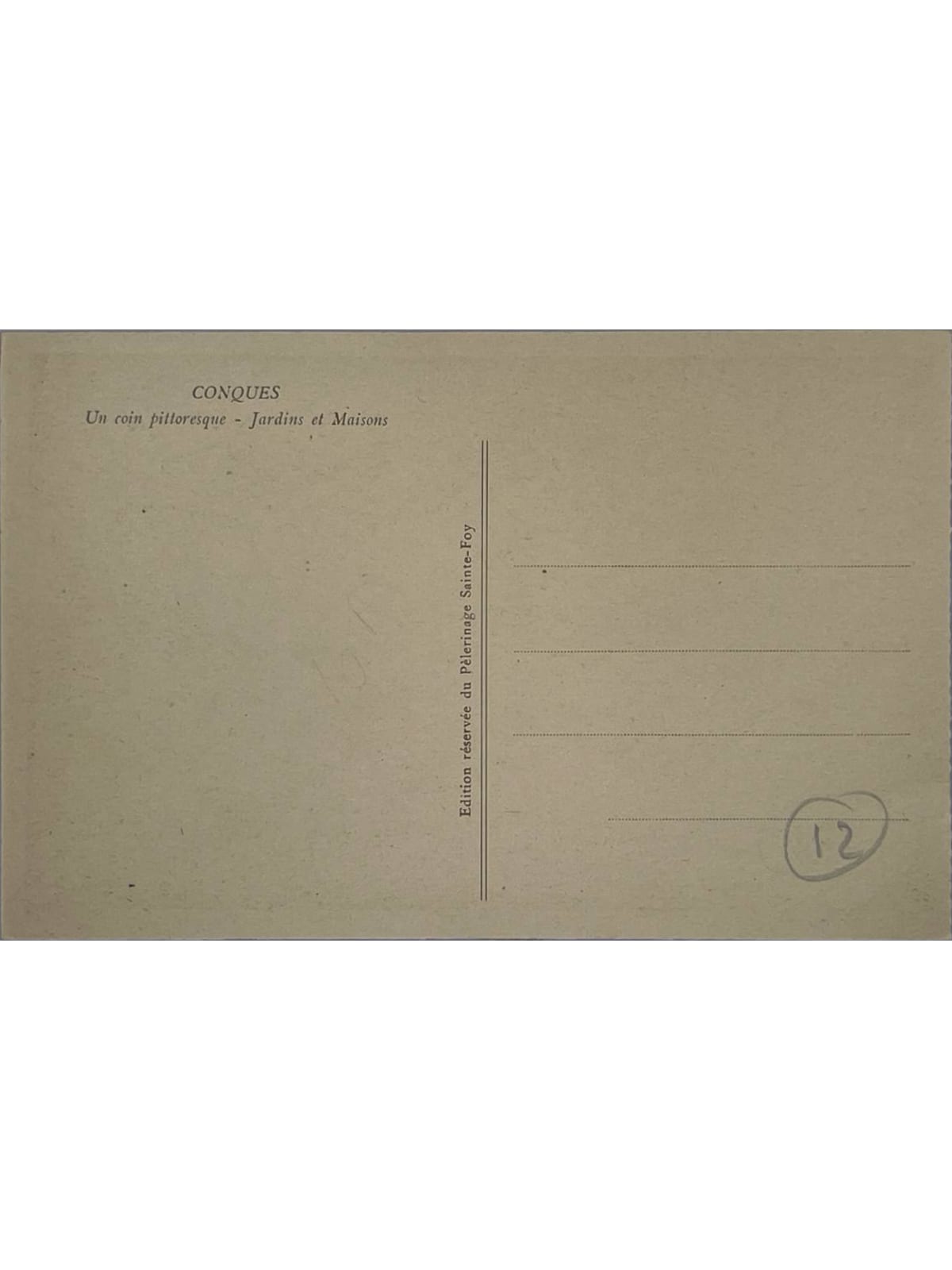 Verso de la carte postale
