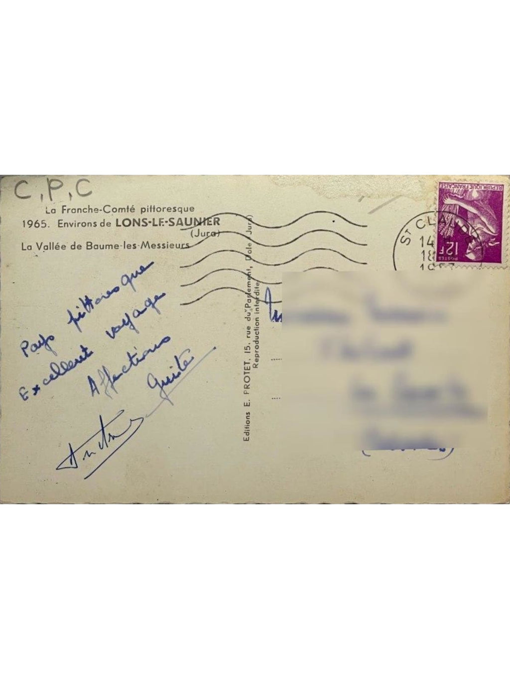 Verso de la carte postale