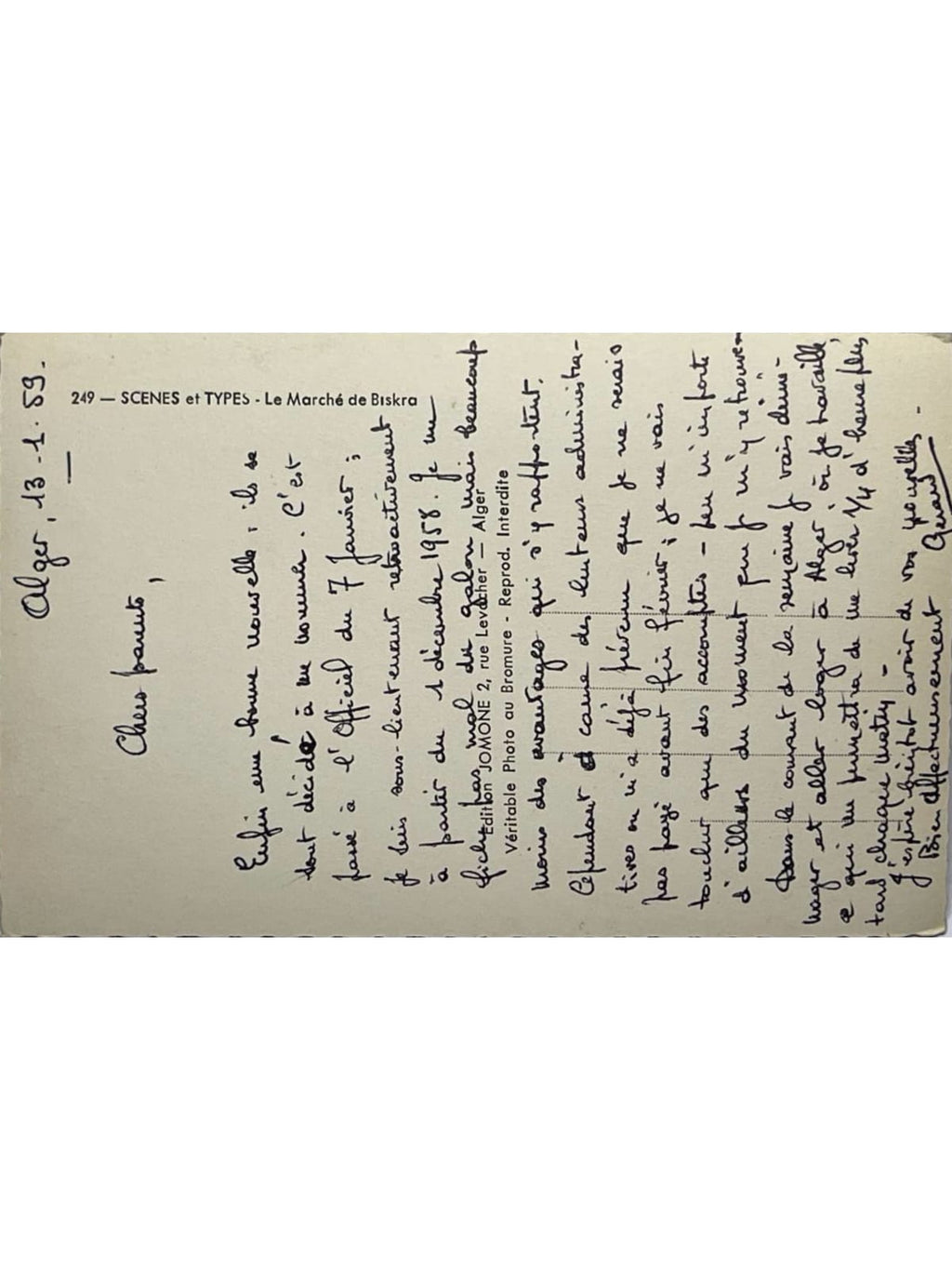 Verso de la carte postale