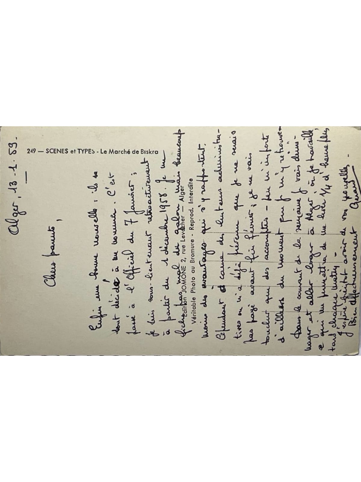 Verso de la carte postale